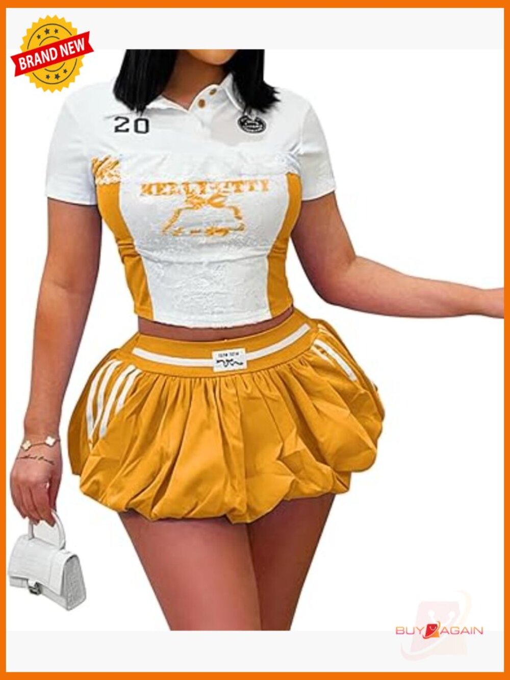Y2K Pleated Bubble Mini Skort & Crop Top Set Going Out